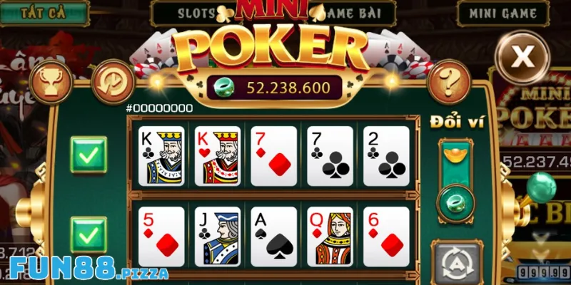 Mini Poker Fun88 - Game Bài Đầy Đặc Sắc Không Thể Bỏ Lỡ 1 Cách chơi đơn giản của tựa game Mini Poker Fun88